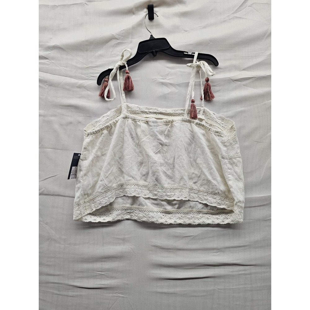 Universal Thread Womens Embroidered Tank Top White Linen Blend Casual Size 1X - Picture 2 of 7